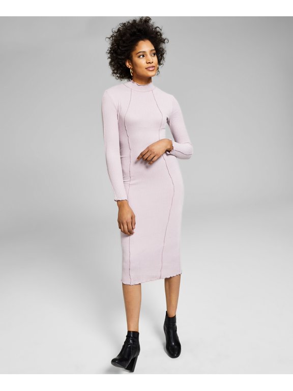 Now This Womens Ribbed Exposed Seam Dress Mauve XL