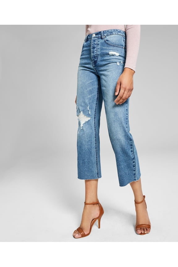 Now This Womens Ripped Mini Wide Leg Jeans Sorrel 25