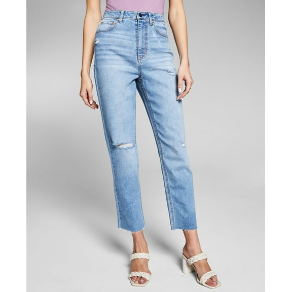 Now This Womens Ripped Mom Jeans Benny Wash 28