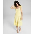 thumbnail image 1 of Now This Womens Ruffled Midi Dress Buttercup Yellow L, 1 of 1