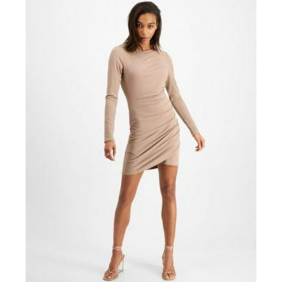 Now This Womens Side Ruched Dress Almond XS