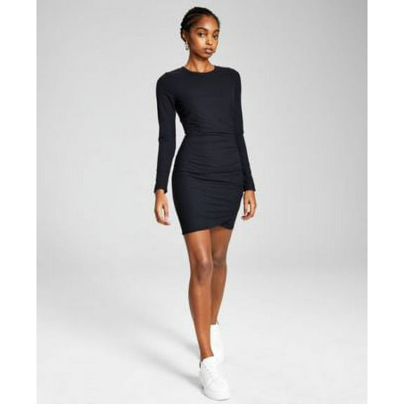 Now This Womens Side Ruched Dress Black L