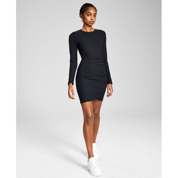 Now This Womens Side Ruched Dress Black XL