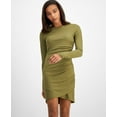 thumbnail image 1 of Now This Womens Side Ruched Dress Olive M, 1 of 1