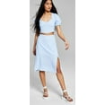 thumbnail image 1 of Now This Womens Side Slit Midi Skirt Chambray Blue M, 1 of 3