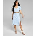 thumbnail image 1 of Now This Womens Side Slit Midi Skirt Chambray Blue S, 1 of 1