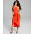 thumbnail image 1 of Now This Womens Side Tie Knit Midi Dress Spectator Red S, 1 of 1
