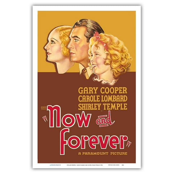 Now and Forever - Starring Carole Lombard Gary Cooper Shirley Temple - Vintage Film Movie Poster c.1934 - Master Art Print (Unframed) 12in x 18in