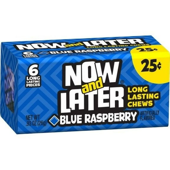 Now and Later Blue Raspberry Long Lasting Chew Candy, 0.93 Ounce -- 288 per Case.