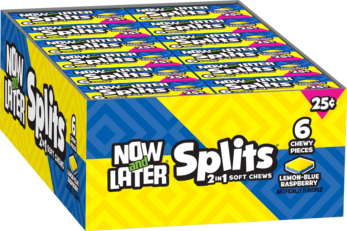 Now and Later, Lemon/Blue Raspberry Chewy Candy, 0.93oz (Box of