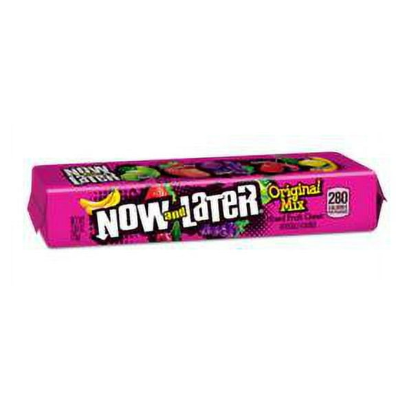 Now and Later Original Assorted Square Shaped Fruit Flavored Candy, 2.44 Ounce -- 288 per case.