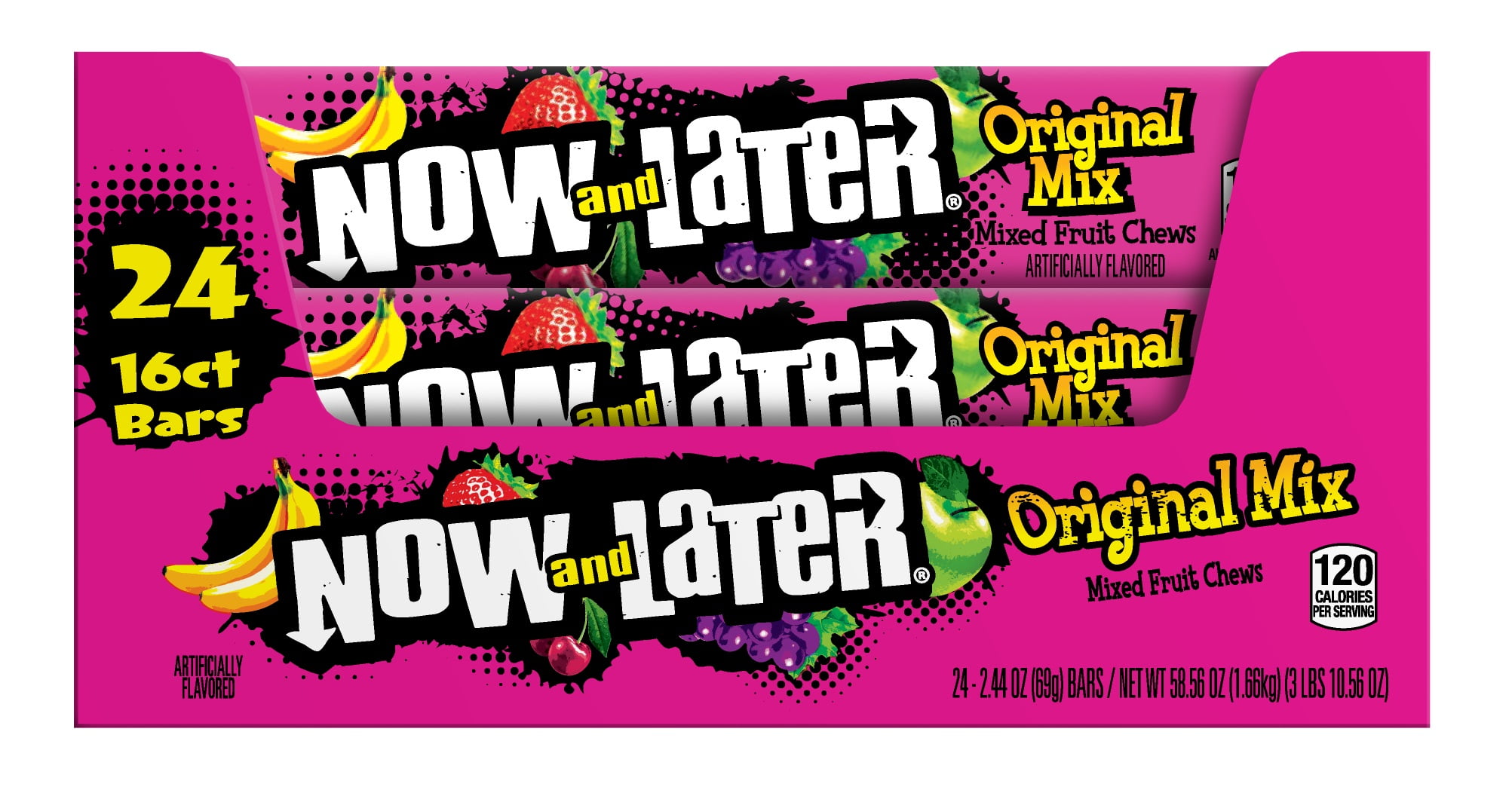 Now and Later, Original Mix, Assorted Flavor Standard Bar, 2.44 Oz (Box of 24)
