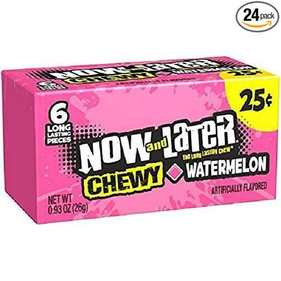 Now and Later Original Watermelon, .93 Ounce, Pack of 24