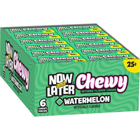 Now and Later, Watermelon Chewy Candy, 0.93oz (Box of 24)