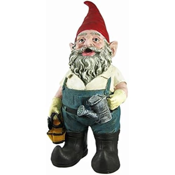 Nowaday Gnomes - Gardener Gnome Holding a Watering Can and Garden Tool Bag Home & Garden Gnome Statue 14" H$$Garden &
