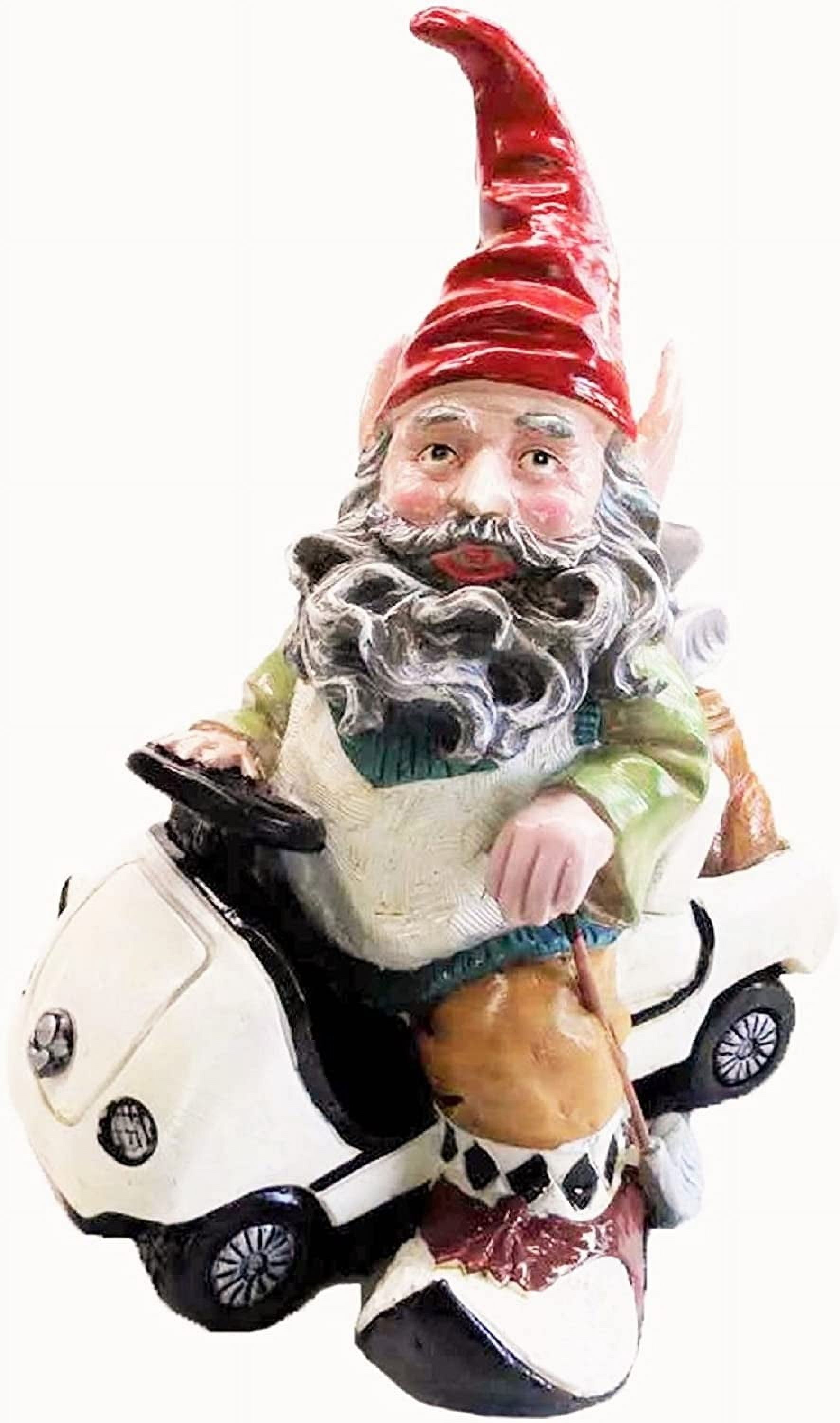 Nowaday Gnomes - Greg The Golfer Gnome In His Golf Cart Holding A Golf 