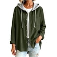 thumbnail image 1 of Nowekniz Corduroy Hooded Shirt Jacket, Waffle Long Sleeve Button Down Lightweight Casual Coat, Versatile Hooded Sweatshirt Tee for Daily Casual and Running Wear, 1 of 7