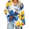 thumbnail image 1 of Nowekniz Plus Size Women V Neck Floral Printed Blouse, Oversized Long Sleeve Loose‑Fit Tunic Tops Trendy Dressy Casual, 1 of 6