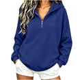 thumbnail image 1 of Nowekniz Women 2026 Fall Winter Quarter Zip Oversized Hoodie, Half Zip Collared V-Neck Long Sleeve Sweatshirt, Loose Y2K Casual Athletic Workout Comfy Top, 1 of 7