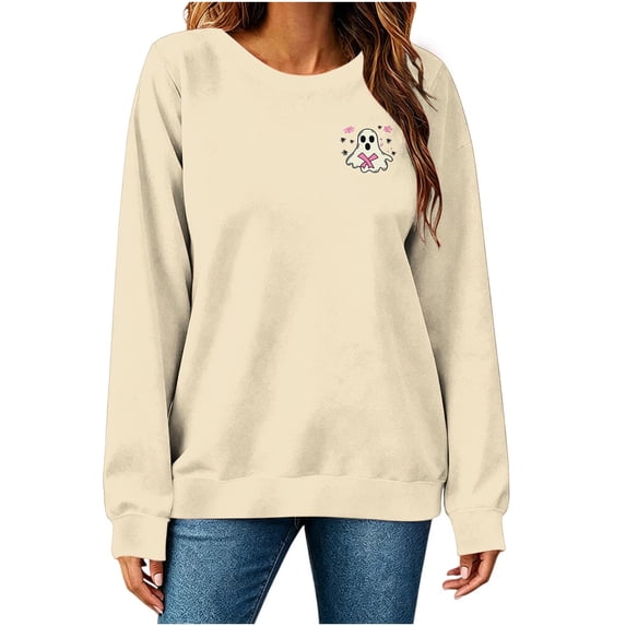 Nowekniz Women Breast Cancer Awareness Sweatshirt Pink Ribbon Inspirational Tops Casual Long Sleeve Fall Winter Pullover