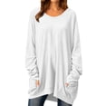 thumbnail image 1 of Nowekniz Women Crewneck Long Sleeve Tops, Lightweight Loose Sweatshirt Tunic Shirts with Pockets, Soft Casual Blouses Matching Leggings, Fashionable Fall Daily Wear Outfits, 1 of 5