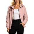 thumbnail image 1 of Nowekniz Women's Lightweight Waterproof Raincoat, Packable Hooded Rain Jacket Windbreaker with Pockets, Casual Outerwear for Travel Outdoor Activities, 1 of 7