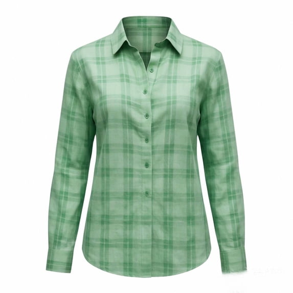 Nowekniz Women's Long-Sleeve Plaid Shirt With Collar