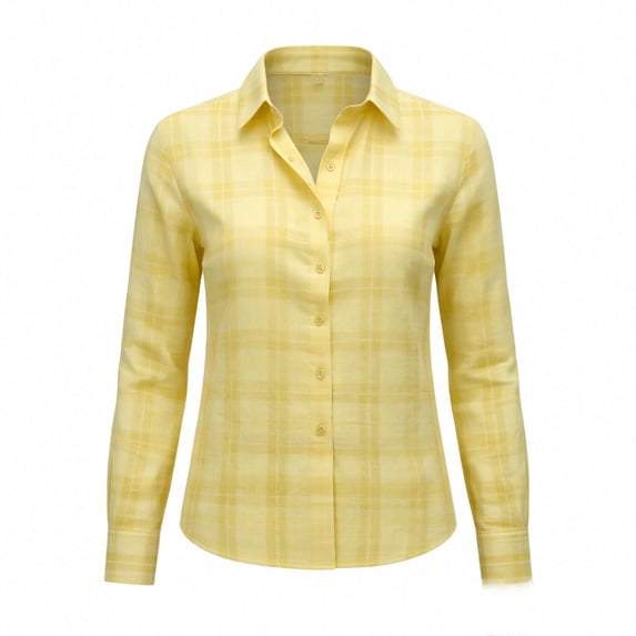 Nowekniz Women's Long-Sleeve Plaid Shirt With Collar