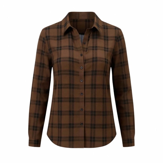 Nowekniz Women's Long-Sleeve Plaid Shirt With Collar