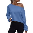 thumbnail image 1 of Nowekniz Women's Off Shoulder Oversized Crop Top Long Sleeve Pullover Sweatshirt, 1 of 8