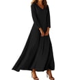thumbnail image 1 of Nowekniz Women's Solid V Neck Maxi Dress Elegant A-Line Long Flowy Dress For Wedding Guest Cocktail Party Formal, 1 of 6