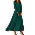 thumbnail image 1 of Nowekniz Women's Solid V Neck Maxi Dress Elegant A-Line Long Flowy Dress For Wedding Guest Cocktail Party Formal, 1 of 6