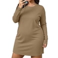 thumbnail image 1 of Nowekniz Womens Plus Size Long Sleeve Round Neck Tshirt Dress,Spring Summer Fall Versatile Daily Shirts, 1 of 6