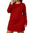 thumbnail image 1 of Nowekniz Womens Plus Size Long Sleeve Round Neck Tshirt Dress,Spring Summer Fall Versatile Daily Shirts, 1 of 6