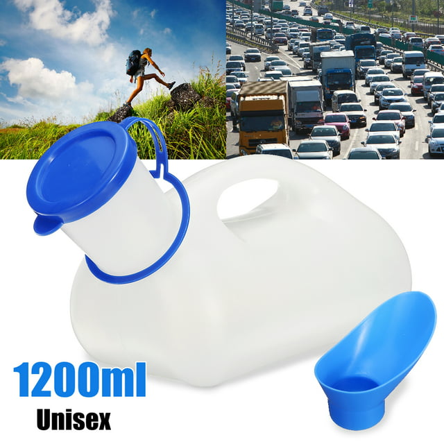 Nowornever Portable Mobile Male Female Urinal Practical Urine Bottle Mobile Toilet Car Journey Travel Camping Handle Urine Bottle with Lid Urination Pot