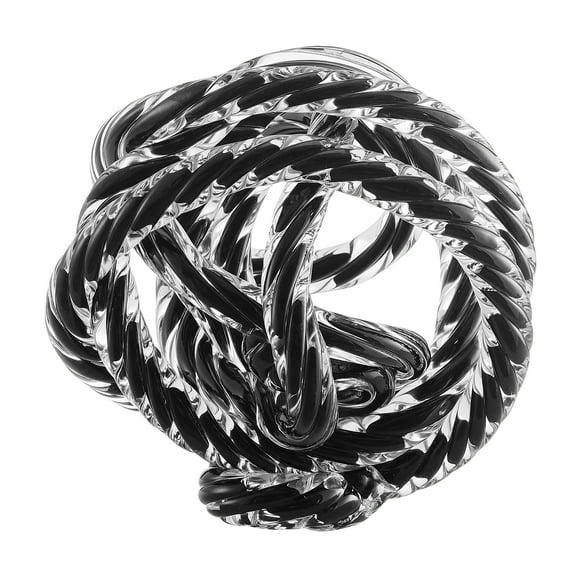 Nox Modern Glass Knot Loop Abstract Tabletop Sculpture - Textured Black Rope