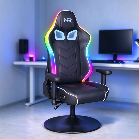NoxRoc Pedestal Gaming Chair, Built-In 2.0 Speakers, RGB LED Lights ...
