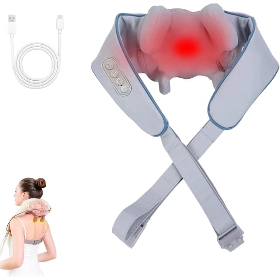 Noxa Massager - 2025 New Noxa Neck and Shoulder Massager, Neck and Shoulder Massagers, 3-Speed Adjustable Modes, Cordless Desig Lymphatic Necks Massagers (Grey)