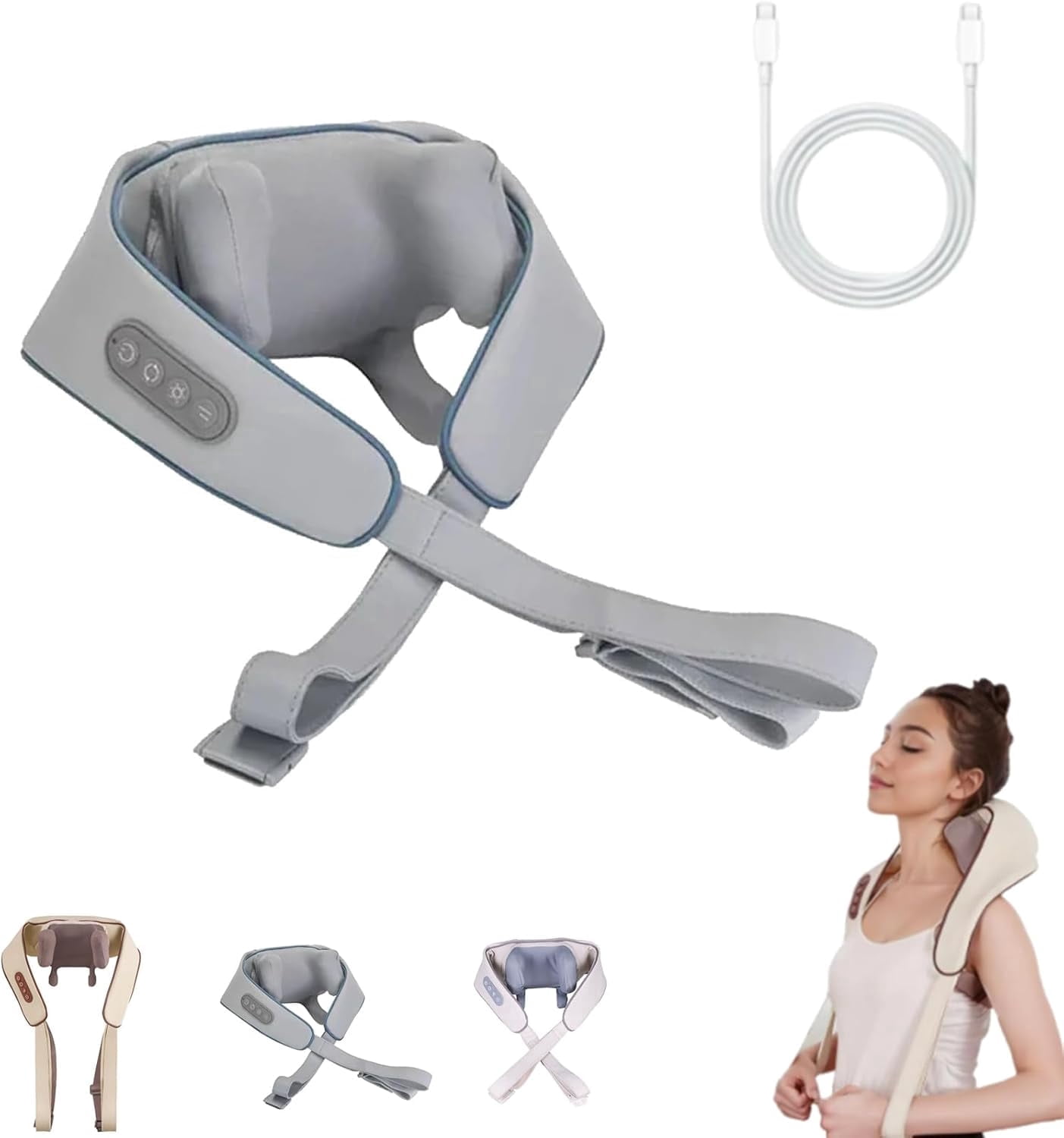 JEBTBFZE Shoulder Massager, Shoulder and Neck Massage Three Modes of Adjustment, Easy to Carry, A Good Choice for Gift (Gray)