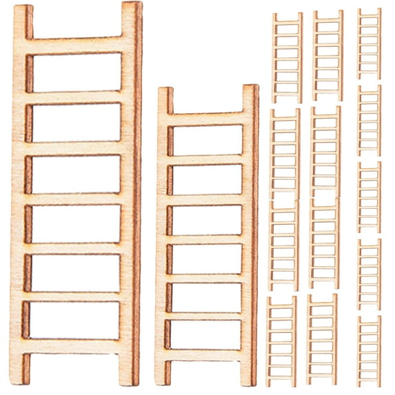 SHOWERORO Wooden Mini Ladders Beige 40Pcs 3.5X1.2X0.1In