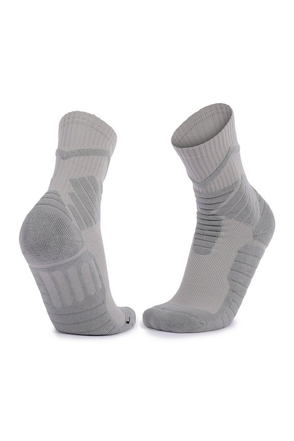 Athletic Socks Cushion Running Performance Breathable Crew Outdoor Sports Socks for Men Women Gray Free Size