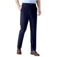 thumbnail image 1 of NoxwB Big and Tall Men's Formal Dress Pants Ice Silk Slim Fit Casual Business Suit Trousers Cool Breathable Straight Leg Flat Front Pants with Pockets Navy 6XL, 1 of 5