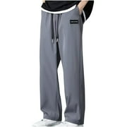 NoxwB Big and Tall Mens Thin Elastic Waist Drawstring Joggers Casual Workout Trousers Loose Fit Straight Leg Sweatpants with Pockets Dark Gray 5XL