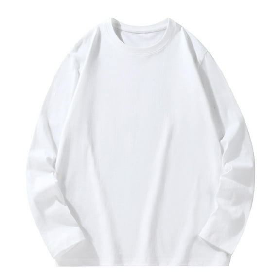 NoxwB (L-6XL)Big and Tall Baggy Plain Oversized Cotton T-Shirts for Men Casual Workout Pullover Soft Comfort Long Sleeve Crewneck Tees Tops White 6XL