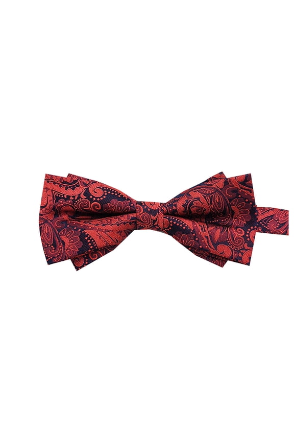 Men Teen Classic Solid Color Pre-Tied Adjustable Neck Bowtie for Boys Wedding Parties Wine Free Size