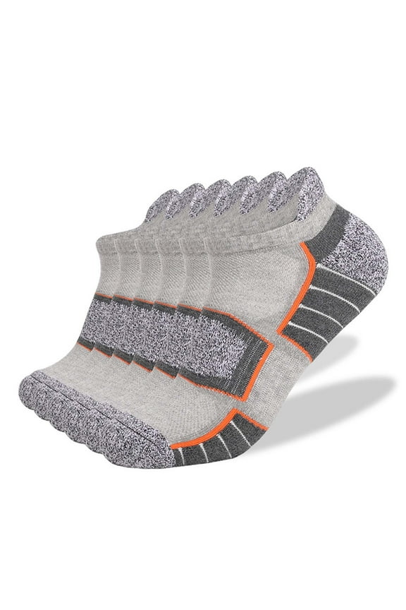 Men Women 6 PC Cotton Ankle Socks Breathable Sweat-Absorbing Athletic Socks Outdoor Running Socks Gray S