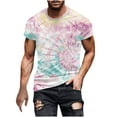 thumbnail image 1 of NoxwB Men's 3D Novelty Tie Dye Funny Graphic T-Shirts Regular Fit Lightweight Round Neck Short Sleeve Pullover Shirts Summer Casual Athletic Basic Tees Pink XXL, 1 of 5