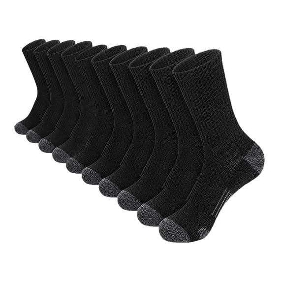 NoxwB Men's 5 Pairs Cotton Crew Socks Cushion Breathable Sweat-Absorbing Socks Outdoor Sport Socks Black Free Size