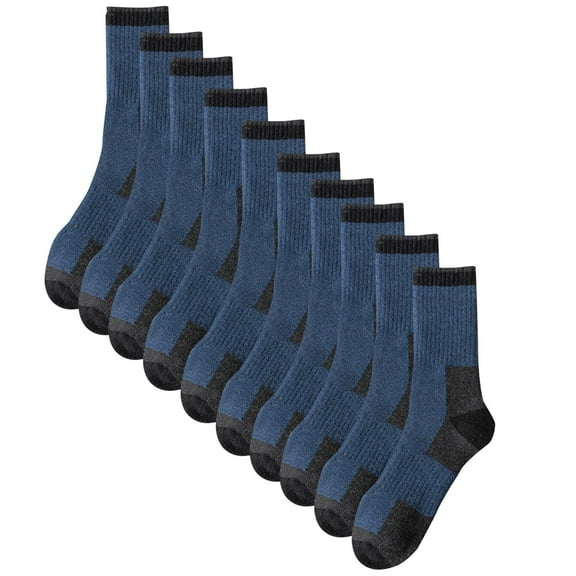 NoxwB Men's 5 Pairs Mid Calf Socks Winter Thermal Moisture Wicking Socks Terry Crew Socks Blue Free Size