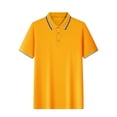 thumbnail image 1 of NoxwB Men's Casual Short Sleeve Golf Shirt Slim Fit with Stripe Trim Turn-Down Collar Shirts for Spring Summer Yellow XXXXL, 1 of 8